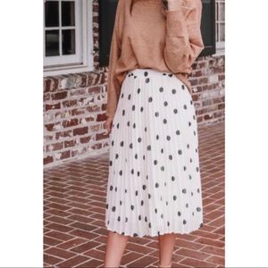 NWT - Polka Dot Pleated Midi Skirt